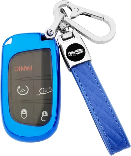 Miniatura 11 de XIYANG TRADE Funda para llavero Jeep con llavero, carcasa de TPU suave protección completa para llave inteligente Grand Cherokee Renegade Chrysler