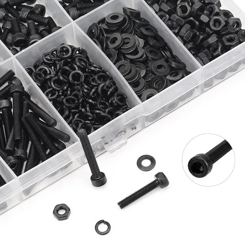 Miniatura 5 de HELIFOUNER 560 piezas M3 x 0.157 in, 0.236 in, 0.315 in, 0.394 in, 0.472 in, 0.630 in, 0.787 in, cabeza hexagonal, tornillos, arandelas, tuercas