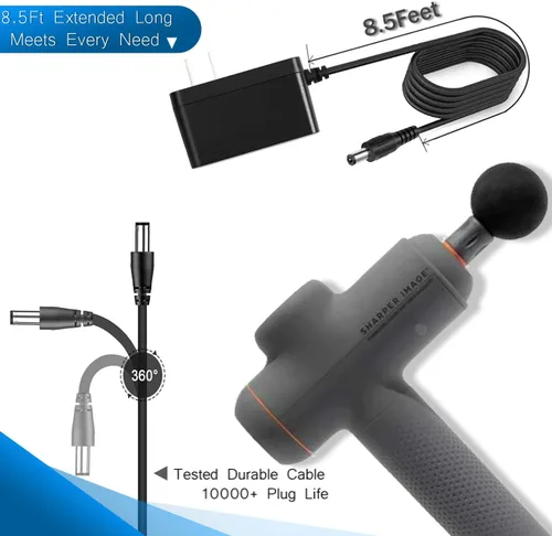 Miniatura 3 de Cargador de pistola de masaje de 27 V, adaptador de CA para Sharper Image 2437599 1013983 1011666 1014747 1013002 1012667 1013985 Powerboost Deep