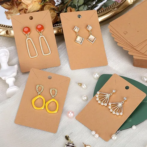Miniatura 7 de ovsor 150 tarjetas de exhibición de aretes, tarjetas de collar para vender con 150 bolsas de embalaje duraderas, tarjetas de joyería resistentes