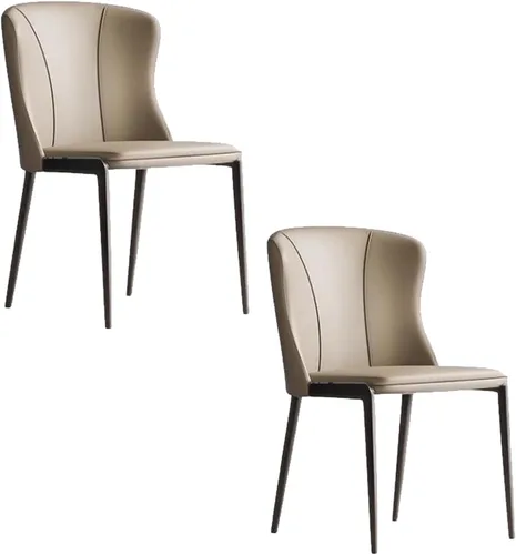 Miniatura 15 de Juego de sillas de comedor de 1/2/4, sillas laterales de cocina tapizadas de cuero, silla de comedor con patas de metal, silla de negociación sin