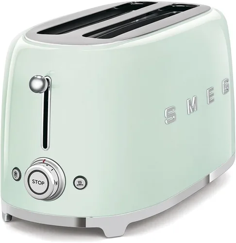 Miniatura 25 de SMEG Tostadora de 2 rebanadas con 6 ajustes preestablecidos y función de descongelación y bandeja de migas extraíble (Jade)