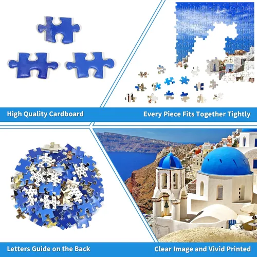 Miniatura 3 de Rompecabezas de 1000 piezas para adultos, rompecabezas del mar Egeo, Grecia, Santorini, rompecabezas de paisaje, juguete de presión reducida