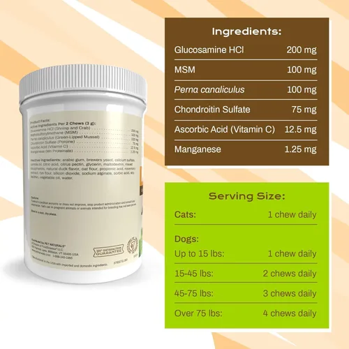 Miniatura 2 de Pet Naturals Suplemento de cadera y articulaciones con glucosamina, condroitina y MSM para perros y gatos, sabor a pato, 160 masticables