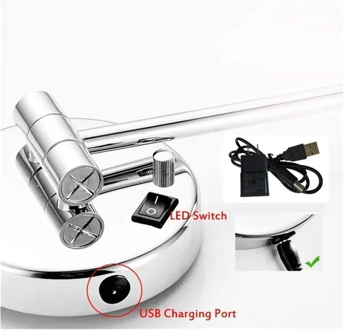 Miniatura 6 de Makeup Mirror LED Makeup Mirror Double-Sided Wall Mounted Bathroom Mirror Vanity Makeup and Shaving Mirror 8 inch 3X Magnification