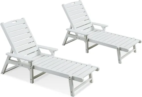 Miniatura 8 de Psilvam Tumbonas, sillones de polietileno de alta densidad con respaldo ajustable, soporta hasta 350 libras, para todo tipo de clima, reclinables