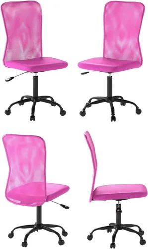 Miniatura 7 de Silla de oficina ergonómica de malla bonita, soporte lumbar sin brazos, elegante y moderna silla de escritorio para PC, color negro, con respaldo