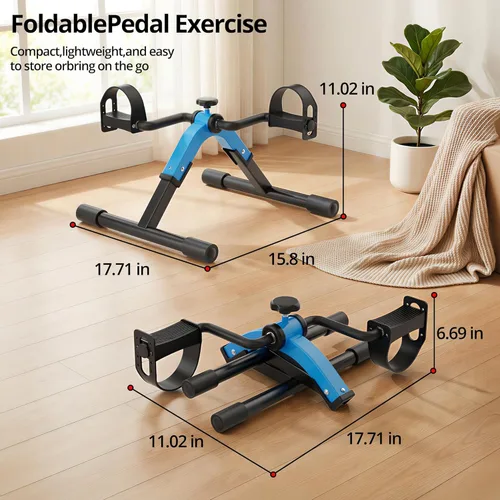 Miniatura 8 de Mini bicicleta de ejercicio con pedal plegable, bicicleta estática debajo del escritorio para entrenamiento de brazos y piernas, máquina portátil