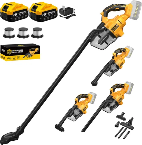 Miniatura 9 de Aspiradora inalámbrica compatible con batería Dewalt de 20 V (sin batería), 50 kPa 125 AW de succión fuerte 5 filtros HEPA Boquilla 4 en 1