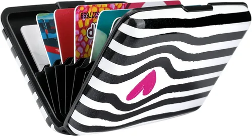 Miniatura 236 de ELFISH Mini cartera de aluminio RFID para tarjetas de crédito, funda de identificación de metal para hombres y mujeres, Happy Flower, Cartera Rfid
