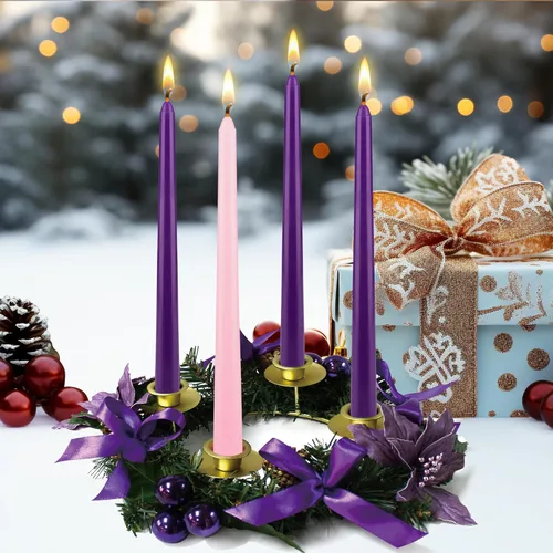 Miniatura 5 de Mega Candles Juego de 4 velas de Adviento de Navidad sin perfume, vertidas a mano, velas cónicas de cera prémium de 10 pulgadas x 7/8 pulgadas