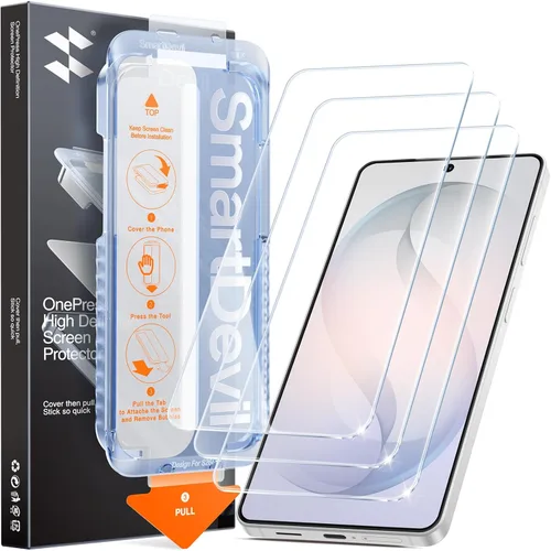 Miniatura 14 de SMARTDEVIL Paquete de 3 protectores de pantalla para Samsung Galaxy S24, compatible con lector de huellas dactilares, instalación rápida y fácil