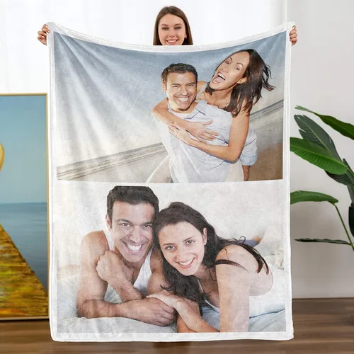 Miniatura 9 de Mantas personalizadas con fotos, manta personalizada con nombre de imagen para esposa, marido, novio, novia, aniversario, Navidad, cumpleaños, 1 Foto