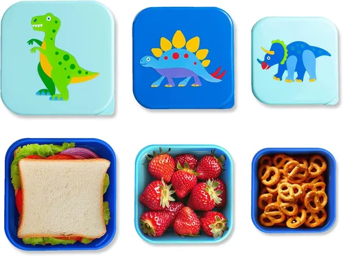 Miniatura 2 de Wildkin Juego de 3 recipientes de comida anidables para niños, apilables, herméticos y sin BPA, aptos para lavavajillas, para la escuela y viajes