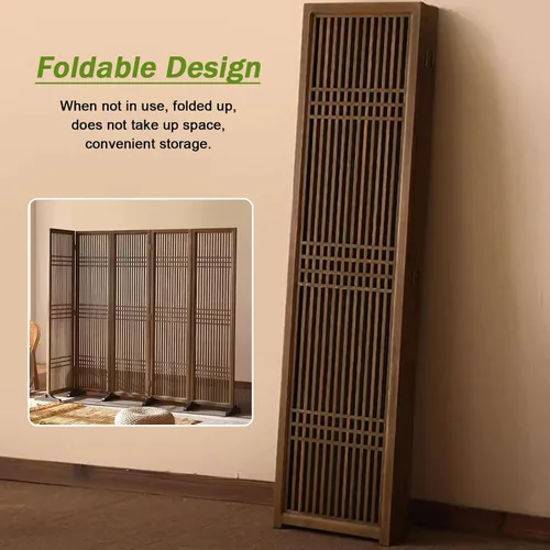 Miniatura 4 de 2 3 4 5 6 8 10 paneles de madera para pared de división de habitación, pantallas de privacidad plegables con base desmontable, para el hogar, hotel