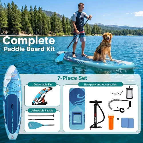 Miniatura 5 de SereneLife Tabla de Paddle Inflable de Pie - Diseño Amplio y Estable, Cubierta Antideslizante para Adultos y Jóvenes con Accesorios Premium
