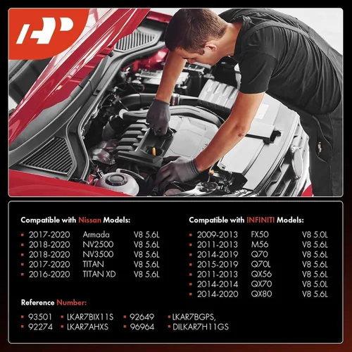 Miniatura 2 de A-Premium Bujías de Iridio Platino (Paquete de 8) Compatibles con Nissan TITAN 2017-2020, TITAN XD 2016-2020, Armada 2017-2020, NV2500 2018-2020