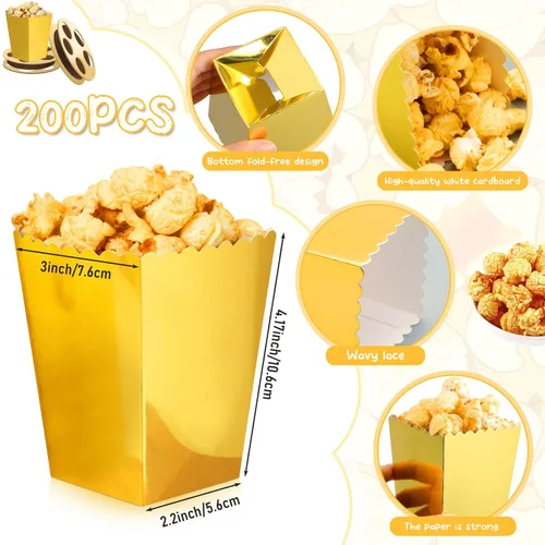 Miniatura 3 de Meanplan Cajas de palomitas de maíz, mini soporte de papel para palomitas de maíz, contenedor de cartón para aperitivos, bolsas desechables