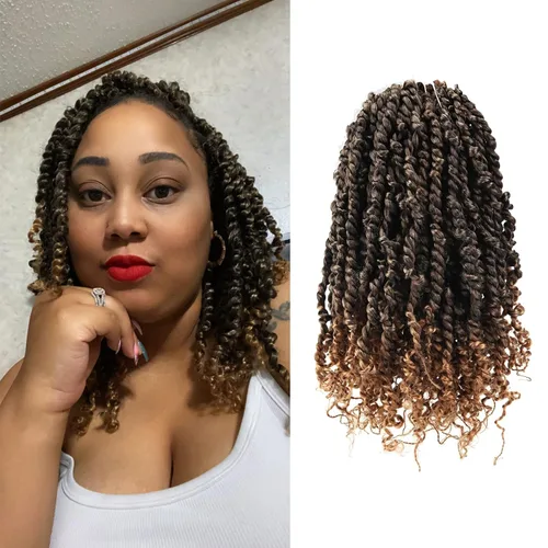 Miniatura 21 de Paquete de 8 paquetes de cabello de ganchillo Passion Twist de 6 pulgadas, rizos bohemios pretrenzados previamente trenzados, negro natural 1B