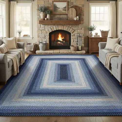 Miniatura 134 de Alfombra ovalada trenzada gris humo de 20 x 30 pulgadas, lavable para interiores y exteriores, decoración campestre para cocinas y entradas