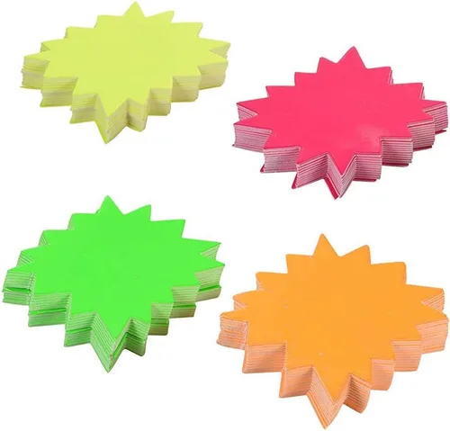 Señales fluorescentes de la venta al por menor de la promoción de 200 pedazos signos Starburst signos de papel brillante