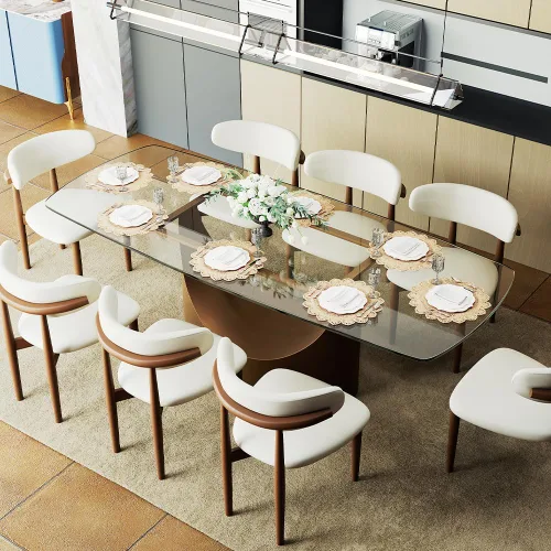 Miniatura 13 de POVISON Mesa de Comedor Moderna Hobart de 63" para 4, Mesa de Comedor Rectangular de Servicio Pesado Negro Mate, Superficie de Mesa de Comedor