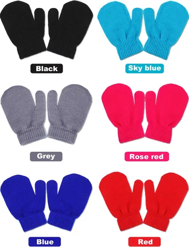 Miniatura 3 de Sumind 12 pares de guantes de punto para niños guantes elásticos cálidos de invierno guantes de guante para bebés para niños y niñas