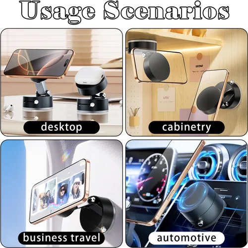 Miniatura 3 de Soporte magnético de succión para teléfono, compatible universal, plegable y retráctil de doble cara soporte magnético para teléfonos inteligentes