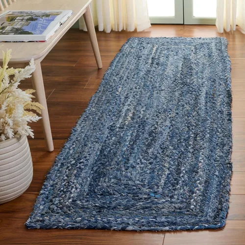 Miniatura 48 de SAFAVIEH Braided Collection - Alfombra de pasillo, 2 pies 3 pulgadas x 8 pies, color negro y azul, hecho a mano, reversible, ideal para dormitorio