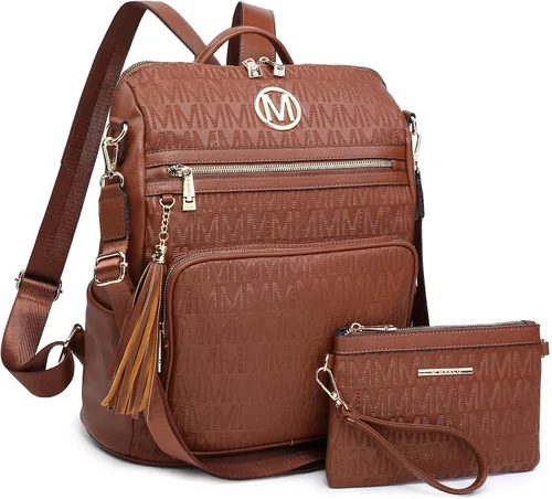 Miniatura 73 de MKP COLLECTION Mochila de moda para mujer, bolsa convertible grande para mujer, mochila de viaje, bolsa de hombro, juego de 2 piezas con borla, Beige
