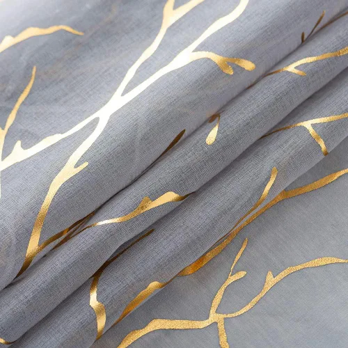 Miniatura 7 de Kotile Cortinas traslúcidas de rama de árbol – Cortinas traslúcidas grises con estampado de rama de árbol en lámina dorada metálica de 63 pulgadas