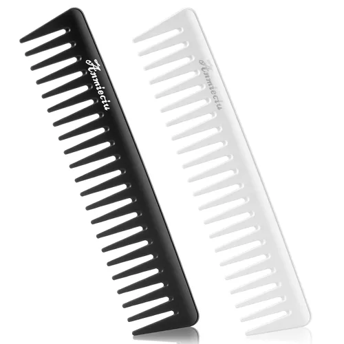 2 peines de dientes anchos y peine desenredante de cabello grande, adecuado en todo tipo, peine de cabello Anmieciu Advanced Care Styling (negro,