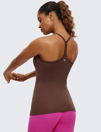 Miniatura 3 de CRZ YOGA - Camisetas deportivas para mujer, sin mangas, sin costuras, con espalda cruzada y brasier incorporado, camisetas para entrenamiento