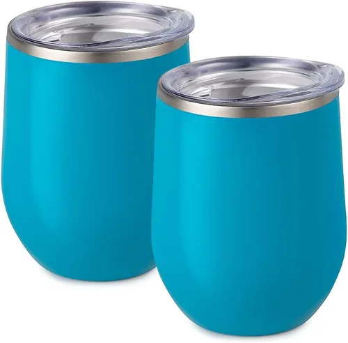 Miniatura 22 de Maars Bev - Vaso de vino de acero inoxidable sin tallo con tapa, aislado al vacío de 12 onzas, a prueba de derrames, apto para viajes, vasos midnight