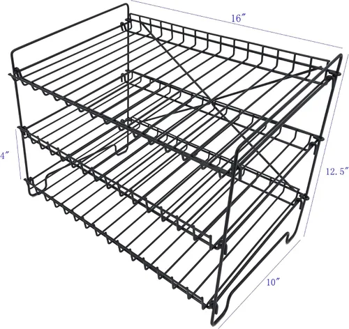 Miniatura 5 de FixtureDisplays® Estante de alambre de 3 niveles, organizador de latas, dispensador de tarros para armario de cocina, encimera, despensa, 16