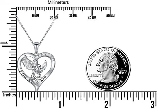 Miniatura 8 de Mama Bear Mama - Collar de plata de ley con colgante de oso en corazón con 1 2 3 cachorros