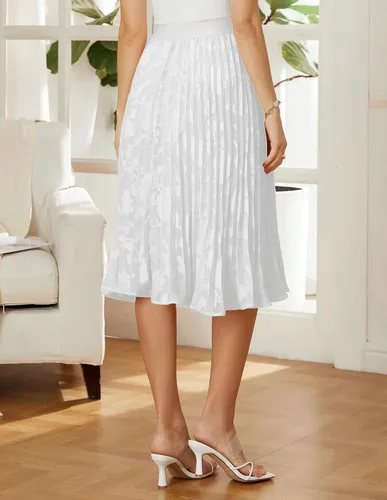 Miniatura 189 de GRACE KARIN - Falda plisada de gasa para mujer, con cintura alta y elástica, vuelo, corte acampanado y longitud por debajo de la rodilla