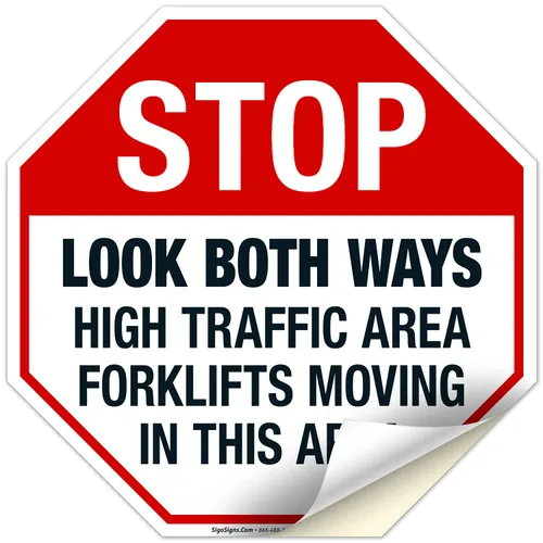 Miniatura 13 de Carretillas elevadoras de área de alto tráfico Look Both Ways Moving in This Area, cartel de peligro de la OSHA, 12 x 12 pulgadas, aluminio 040