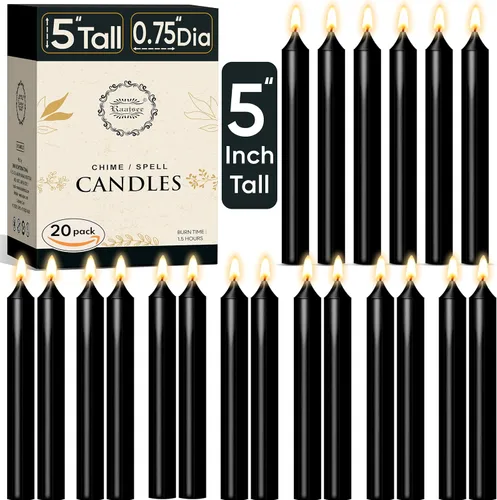 Miniatura 20 de Raajsee Paquete de 20 mini velas cónicas sin perfume, rojas 5 pulgadas (alto) velas para cena sin humo y sin goteo cera de parafina con mechas