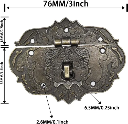 Miniatura 3 de Aifeier ET Cerradura decorativa de latón antiguo en relieve y contraseña con tornillos para pequeñas cajas de joyería de madera, caja de madera