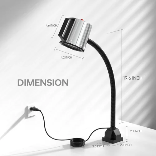Miniatura 2 de Luz de trabajo de máquina LED de 18 W, luz de máquina de cuello de cisne flexible de 1800 lúmenes para prensa de taladro de máquina de torno