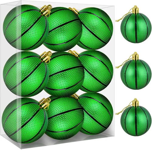 Miniatura 9 de Adornos de Navidad inastillables de fútbol - Decoración colgante mejorada de 9 piezas para árbol, decoraciones para exteriores seguras para niños