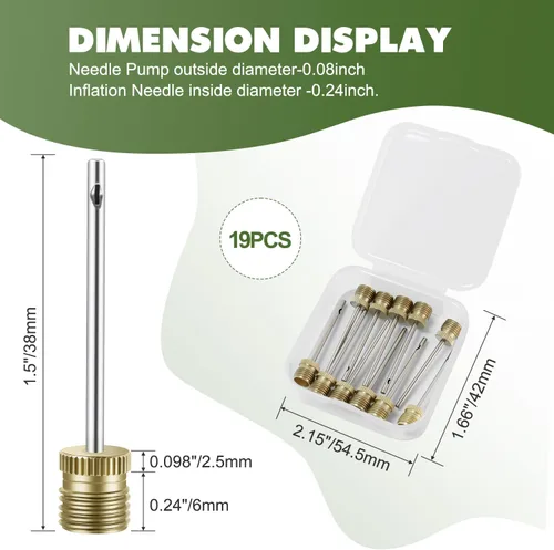 Miniatura 2 de 20 Pack Brass Ball Pump Needles with Storage Case - Heavy Duty No Break Air Pump Needles for Basketball Lote de 20 unidades.