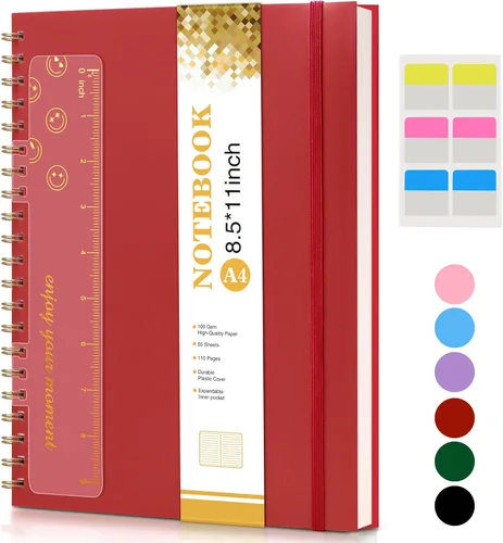 Miniatura 29 de Lined Spiral Notebook Journal 8.5” x 11”, A4 Large Notebooks for Women Men, College Ruled Journal, 100 GSM Paper, Plastic Hardcover Spiral Bound