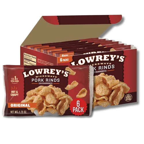 Miniatura 8 de Lowrey's Bacon Curls - Cortezas de cerdo para microondas (chicharrones), picantes y picantes, 1.75 onzas (paquete de 6) (el embalaje puede variar)