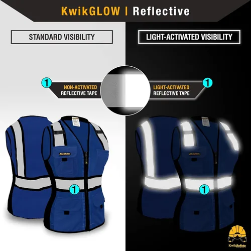 Miniatura 5 de KwikSafety - Multi-Color Safety Vest for Women Premium Reflective High Visibility Vest, ANSI Class Unrated Azul Ajuste Regular