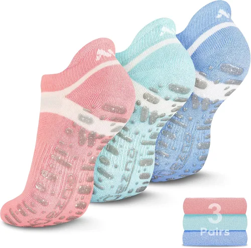 Miniatura 29 de Muezna Calcetines de yoga antideslizantes para mujer, antideslizantes, para pilates, barras, calcetines de hospital con agarres, talla 5-10
