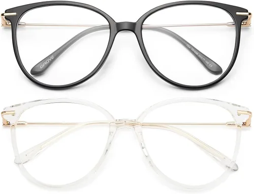 Miniatura 18 de Gaoye - Gafas de bloqueo de luz azul - Marcos redondos TR90 de moda, brazos de metal, protección UV400 - Estuche suave a juego
