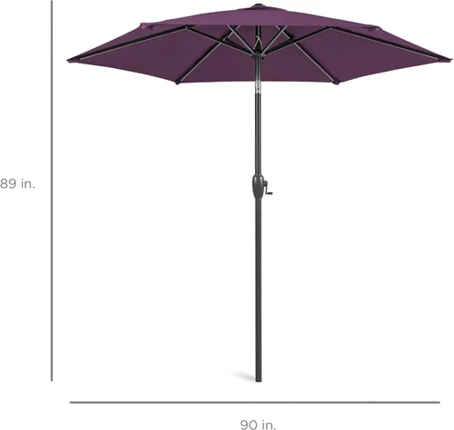 Miniatura 7 de Best Choice Products Sombrilla redonda de 7.5 pies para patio y mesa de mercado al aire libre con poste de acero, botón de inclinación y manivela