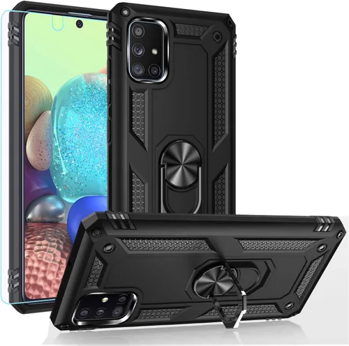 Funda para Samsung A71 5G, Galaxy A71 5G, funda PUSHIMEI de grado militar resistente con protector de pantalla HD, anillo magnético con soporte para
